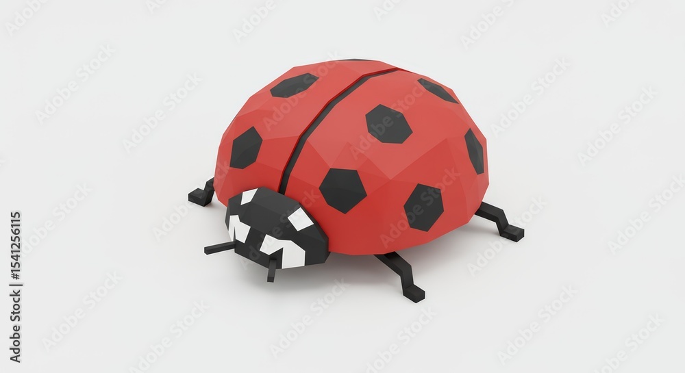 Obraz premium Low Poly Ladybug 3D Render