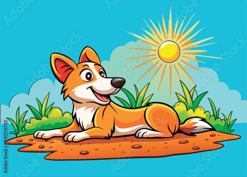 Cute dog basking in the sun.