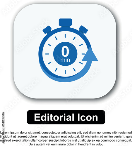 Illustration Vector Icon Stopwatch Time Blue. Stopwatch shows intervals ranging from 0 to 60 minutes