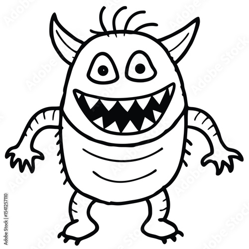 Funny 3D green monster virus character illustration