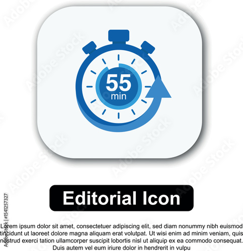 Illustration Vector Icon Stopwatch Time Blue. Stopwatch shows intervals ranging from 0 to 60 minutes