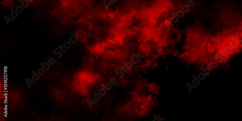 Toned night sky with fluffy soft clouds, Smoke from fireless candle on dark wall background, Red clouds in the black sky. surreal background with copy space for  design.