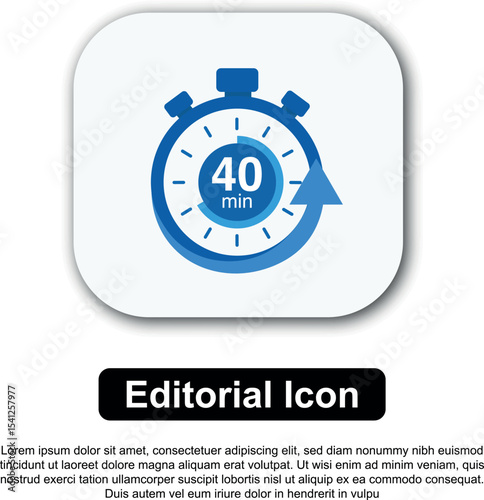 Illustration Vector Icon Stopwatch Time Blue. Stopwatch shows intervals ranging from 0 to 60 minutes
