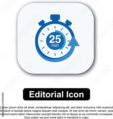 Illustration Vector Icon Stopwatch Time Blue. Stopwatch shows intervals ranging from 0 to 60 minutes
