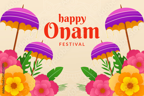 happy onam festival background illustration in gradient style