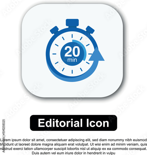 Illustration Vector Icon Stopwatch Time Blue. Stopwatch shows intervals ranging from 0 to 60 minutes