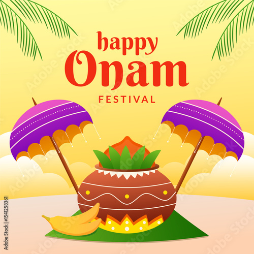 illustration to celebrate onam festival in gradient style