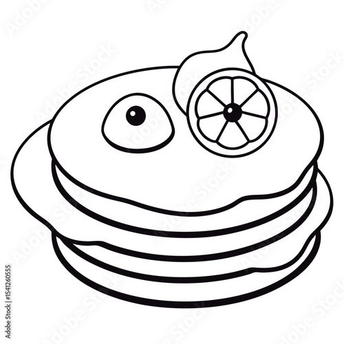 Cute cartoon pancakes with fruit.