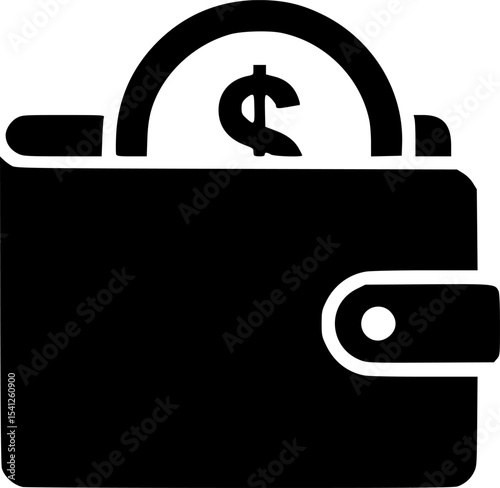 dollar coin inside wallet icon vector illustration
