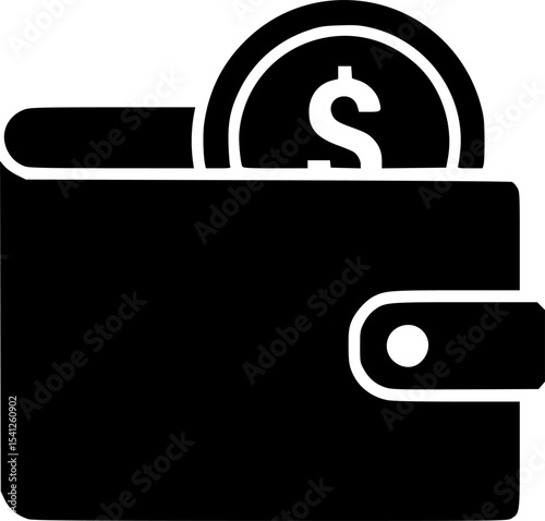 dollar coin inside wallet icon vector illustration

