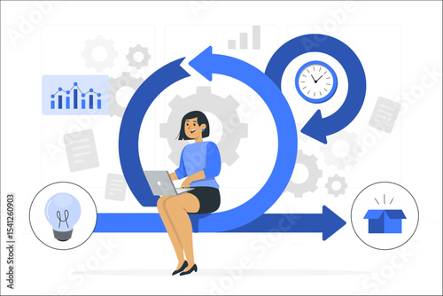 Scrum method concept illustration