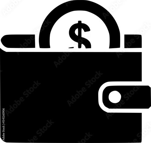 dollar coin inside wallet icon vector illustration
