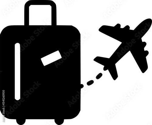 suitcase airplane travel icon vector illustration
