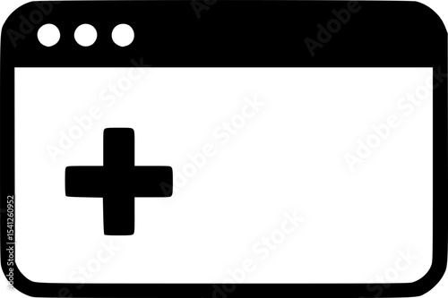 browser tab plus symbol icon vector illustration

