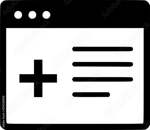 browser tab plus symbol icon vector illustration
