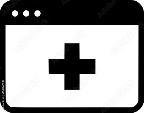 browser tab plus symbol icon vector illustration
