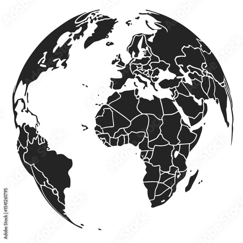 World map vector illustration of global geography on black, perfect for business or travel