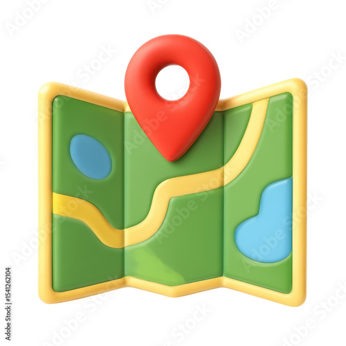 Free Download 3D of  Colorful map with navigation pin marker - GFXLoad