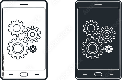 Smartphone Mobile Settings App Technology Icon Set