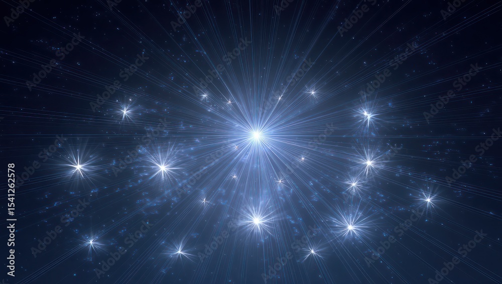 Fototapeta premium 3D LED panel icon featuring bright radiating star clusters, filling the panel with light.