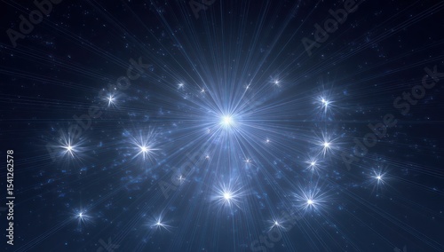 3D LED panel icon featuring bright radiating star clusters, filling the panel with light.