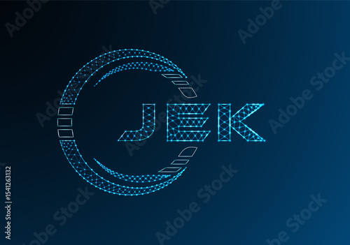JEK low poly letter logo vector design. JEK lower poly logo design. Low poly logo.