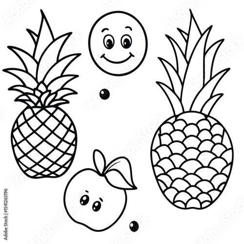 Fresh, ripe, and juicy tropical pineapple vector illustration