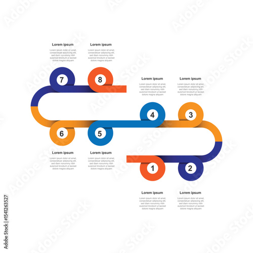 Business infographic template vector element. 6 step timeline information graphic. Modern banner presentation.