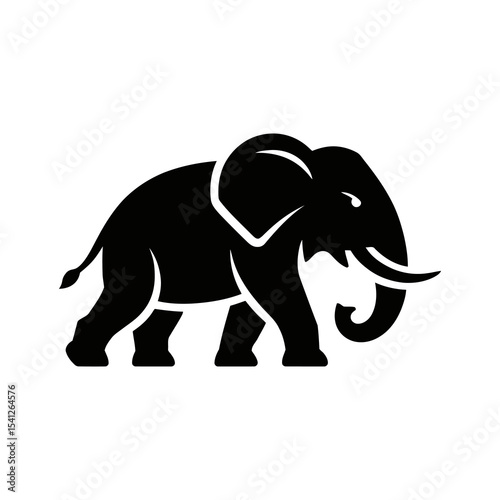 Black Elephant Icon Illustration White Background