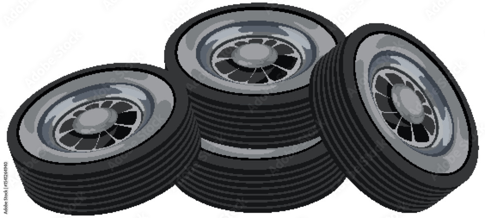 Obraz premium Stacked Car Tires Vector Illustration