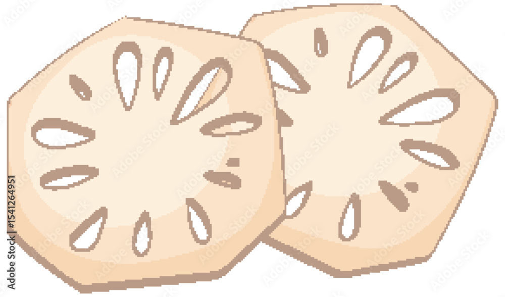 Obraz premium Lotus Root Slices Vector Illustration