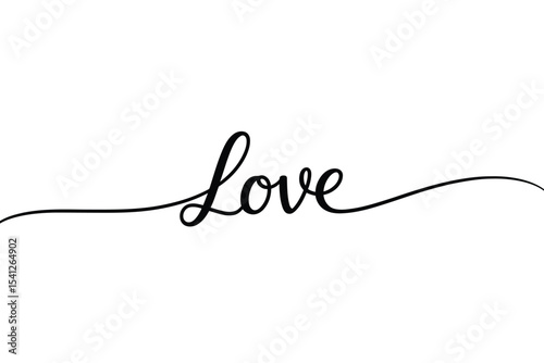 Elegant cursive love word design on white background