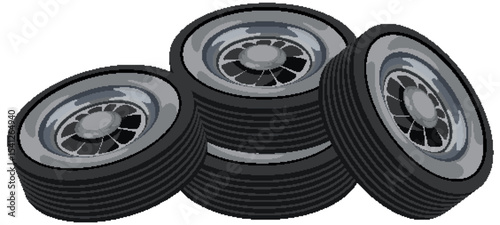 Stacked Car Tires Vector Illustration