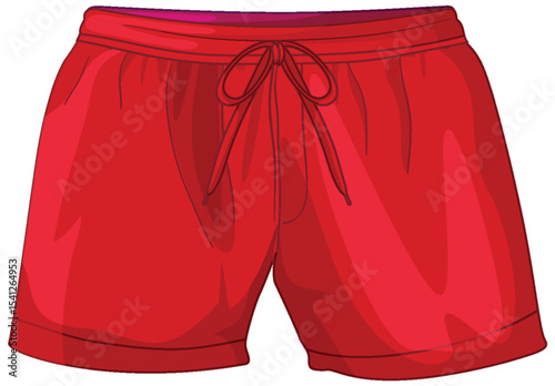 Red Athletic Shorts Vector Illustration