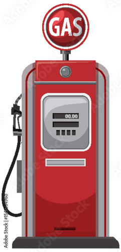 Retro Red Gas Pump Vector Illustration