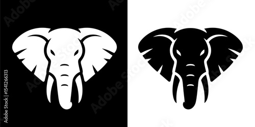 Black and White Elephant Head Symbol