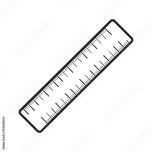 Simple black and white ruler icon illustration