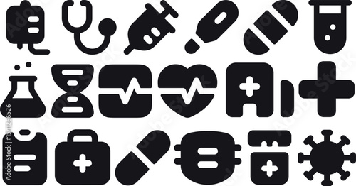 Medical and healthcare icon set high quality illustrations for websites and applications