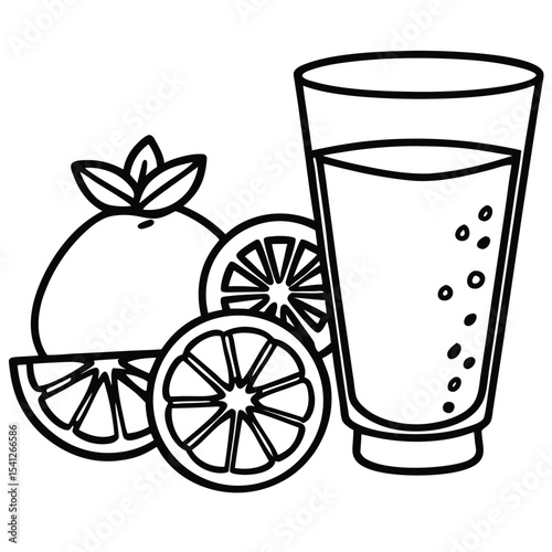Refreshing cold fruit juice and lemonade beverages with lemon, orange, and ice