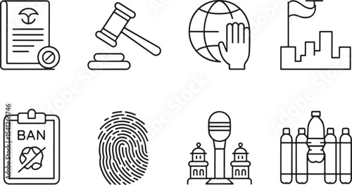 Strategic planning, personal growth, and communication line icons for future development concepts