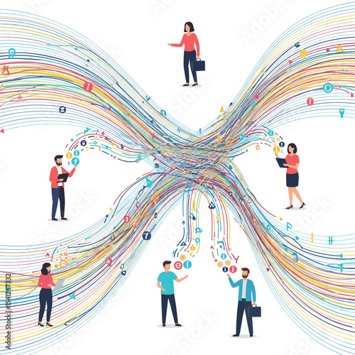Conceptual vector illustrations of large-scale language models (LLM).