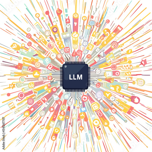 Conceptual vector illustrations of large-scale language models (LLM).