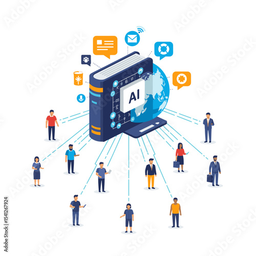 Conceptual vector illustrations of large-scale language models (LLM).