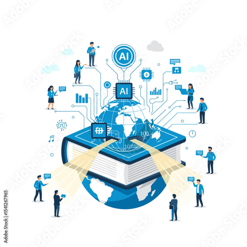 Conceptual vector illustrations of large-scale language models (LLM).