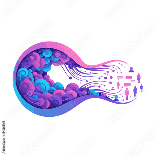 Conceptual vector illustrations of large-scale language models (LLM).