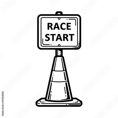 race start sign on a cone, sports event marker, copy space