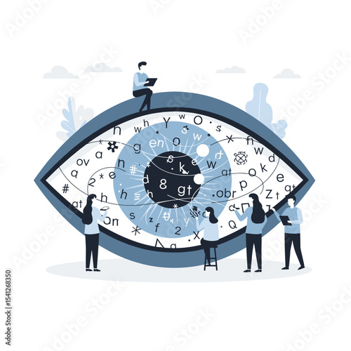 Conceptual vector illustrations of large-scale language models (LLM).