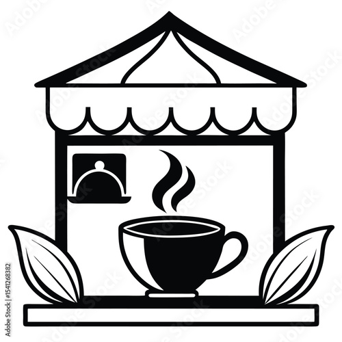 Hot coffee and tea cup icons for cafe beverage and breakfast design