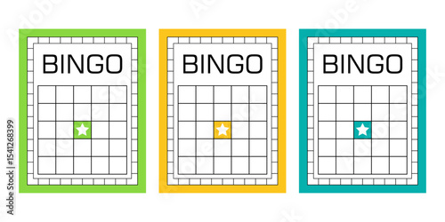 Bingo card templates without numbers. Clean and empty lotto sheets for gambling games. Vector collection of blank betting tickets for casino design, lucky events and entertainment illustrations.
