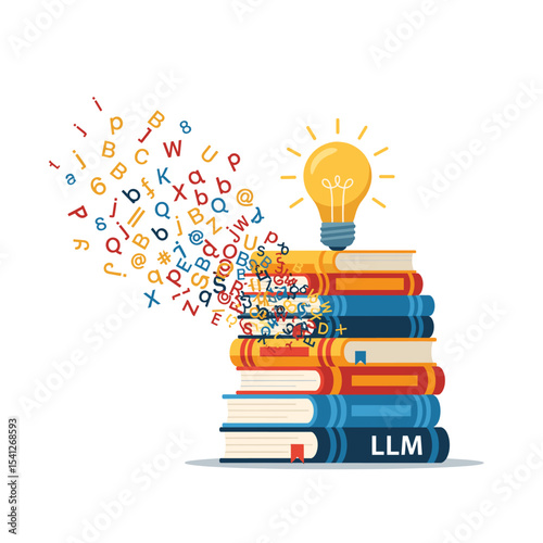 Conceptual vector illustrations of large-scale language models (LLM).